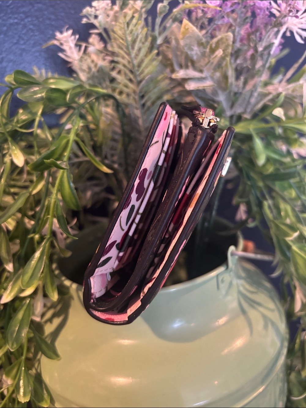kate spade Black Floral Zip Cosmetic Pouch with Pink & Red Flowers - Picture 9 of 10